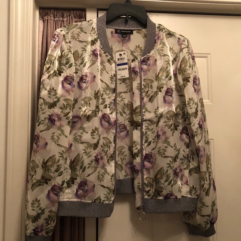 Flowered bomber jacket